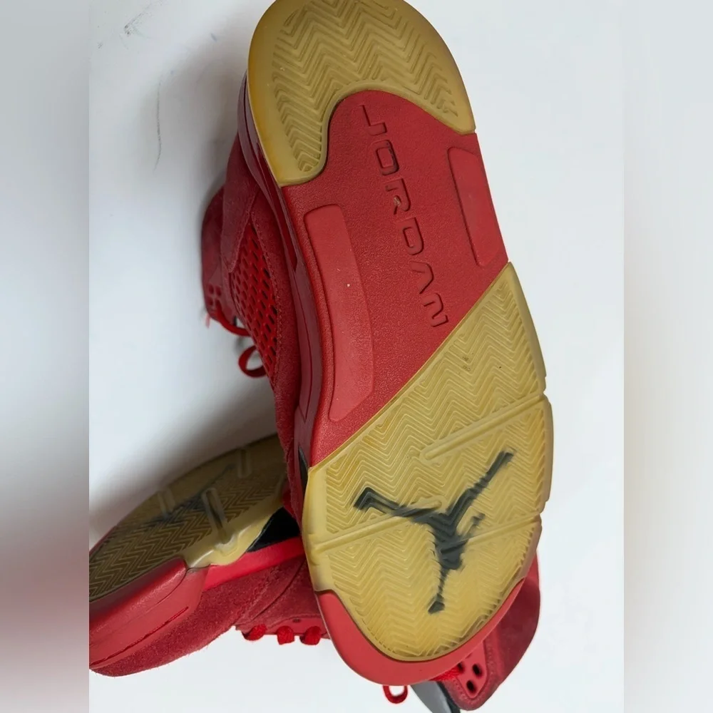 Air Jordan 5 Retro Red Suede 2017 Flight Suit University Red 136027-602 Size 9